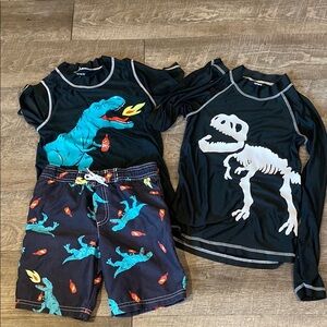 Kids Dinosaur Swim Set Short & long sleeve rash guard & swim trunks